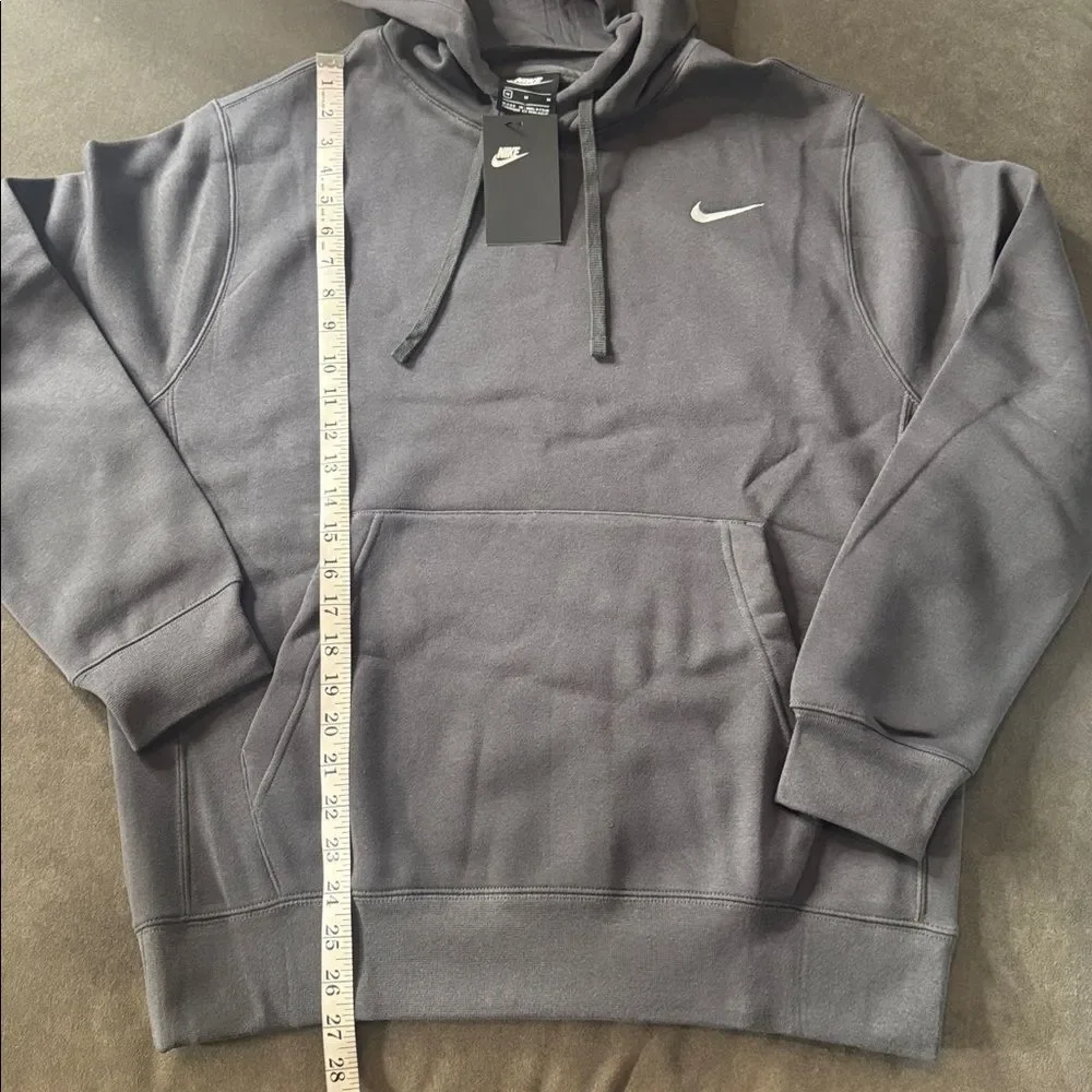 Nike Men’s Dark Gray Hoodie Fleece Lined Kangaroo Pocket Drawstring Hood Size M